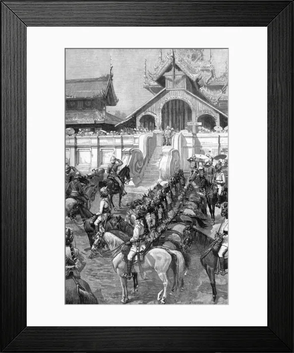 Framed Print : Reception of General Roberts in Mandalay at the east gate of the palace, Burma, 1887. Artist: A Forestier