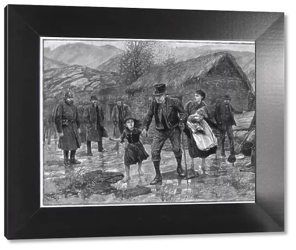 Scene at an Irish eviction in County Kerry, 1887. Artist: P Naumann