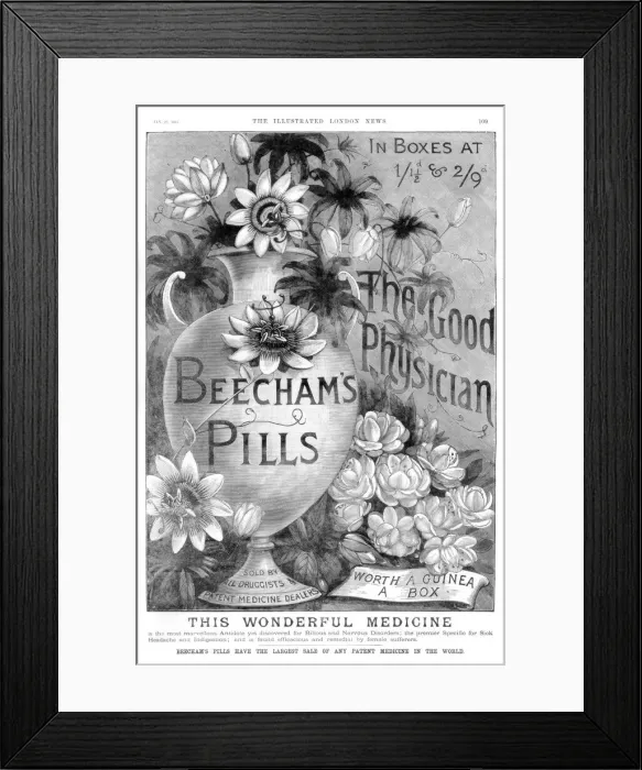 Framed Print : Advertisement for Beechams Pills, 1887 Framed Print : Advertisement for Beechams Pills, 1887