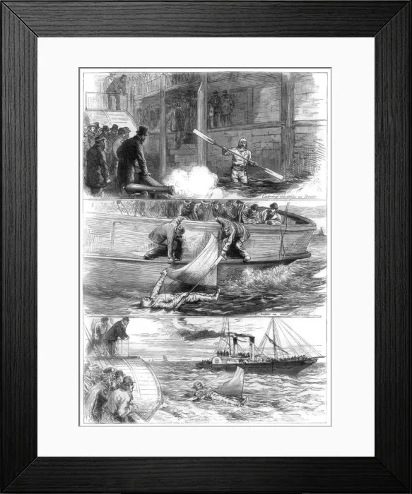 Framed Print : Captain Boytons voyage across the Channel, 1875 Framed Print : Captain Boytons voyage across the Channel, 1875