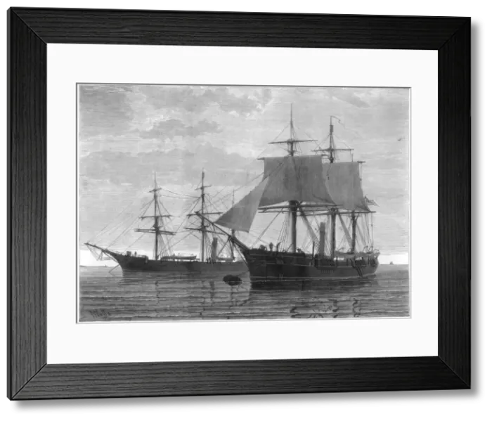 Framed Print : HMS Discovery and HMS Alert, British Arctic expedition, 1875. Artist: Wells Framed Print : HMS Discovery and HMS Alert, British Arctic expedition, 1875. Artist: Wells