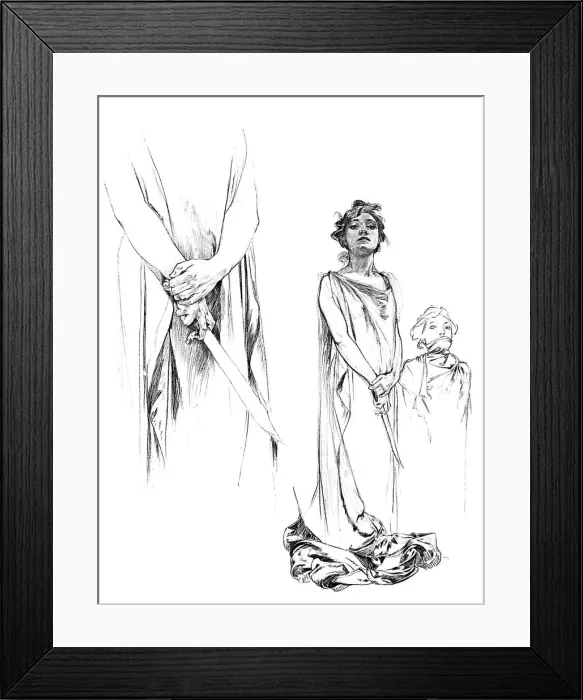 Framed Print : Studies in pencil for the Medee poster, 1899 Framed Print : Studies in pencil for the Medee poster, 1899