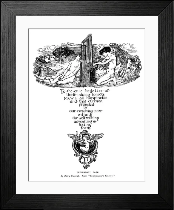 Framed Print : Dedicatory page from Shakespeares Sonnets, 1899 Framed Print : Dedicatory page from Shakespeares Sonnets, 1899