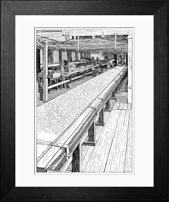 Framed Print : The Chintz Printing Room, Merton Abbey Mills, London, 1899 Framed Print : The Chintz Printing Room, Merton Abbey Mills, London, 1899