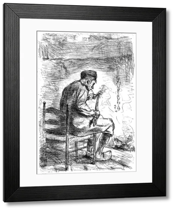Framed Print : The Smoker, c1880-1882. Artist: Jozef Israels Framed Print : The Smoker, c1880-1882. Artist: Jozef Israels