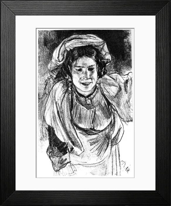 Framed Print : Study of an Italian Girl, c1880-1882. Artist: Adolph Menzel Framed Print : Study of an Italian Girl, c1880-1882. Artist: Adolph Menzel
