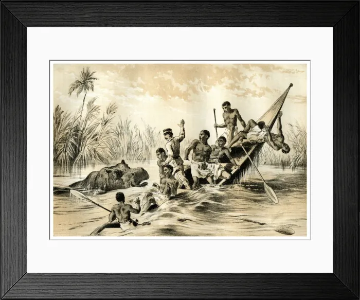 Framed Print : The Adventure with a Hippopotamus, 1883 Framed Print : The Adventure with a Hippopotamus, 1883