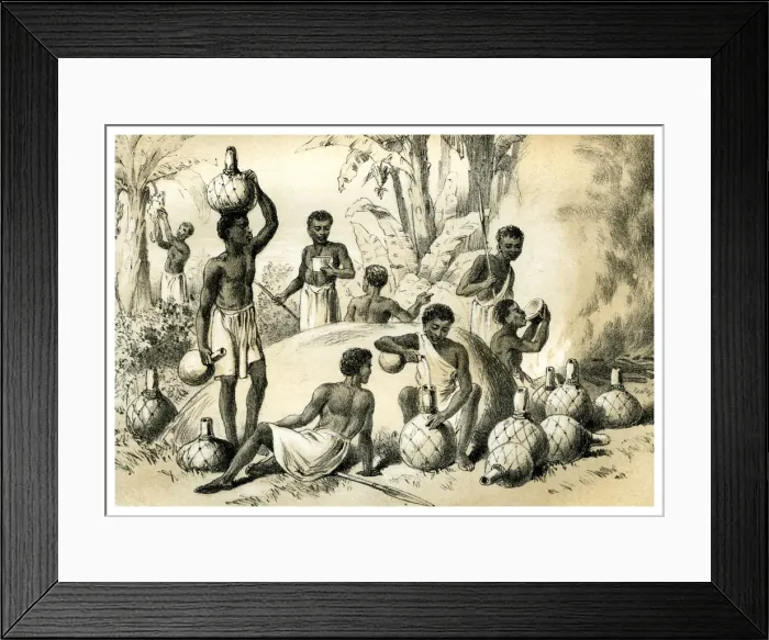 Framed Print : Natives Making Pombe, 1883 Framed Print : Natives Making Pombe, 1883