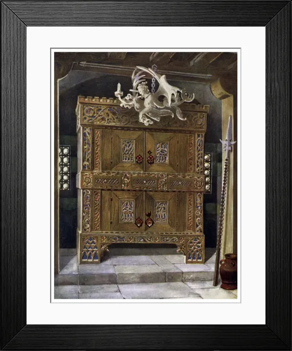 Framed Print : Late Gothic schrank, 1910. Artist: Edwin Foley Framed Print : Late Gothic schrank, 1910. Artist: Edwin Foley