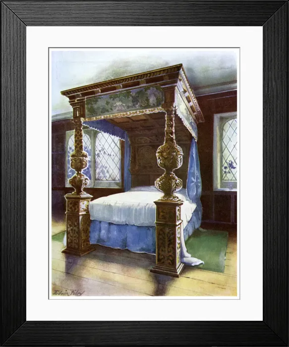 Framed Print : The Littlecote bedstead, 1910. Artist: Edwin Foley Framed Print : The Littlecote bedstead, 1910. Artist: Edwin Foley
