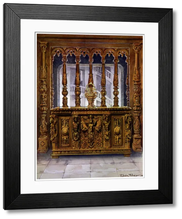 Framed Print : Henry II carved coffer or bahut and oak screen of the same French Period, 1910. Artist: Edwin Foley Framed Print : Henry II carved coffer or bahut and oak screen of the same French Period, 1910. Artist: Edwin Foley