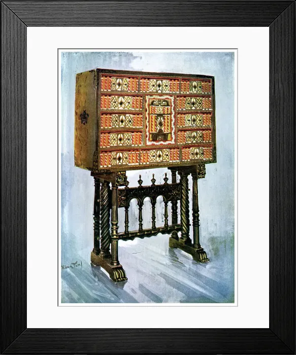 Framed Print : Vargueno cabinet of chestnut, ivory and other materials, 1910. Artist: Edwin Foley Framed Print : Vargueno cabinet of chestnut, ivory and other materials, 1910. Artist: Edwin Foley