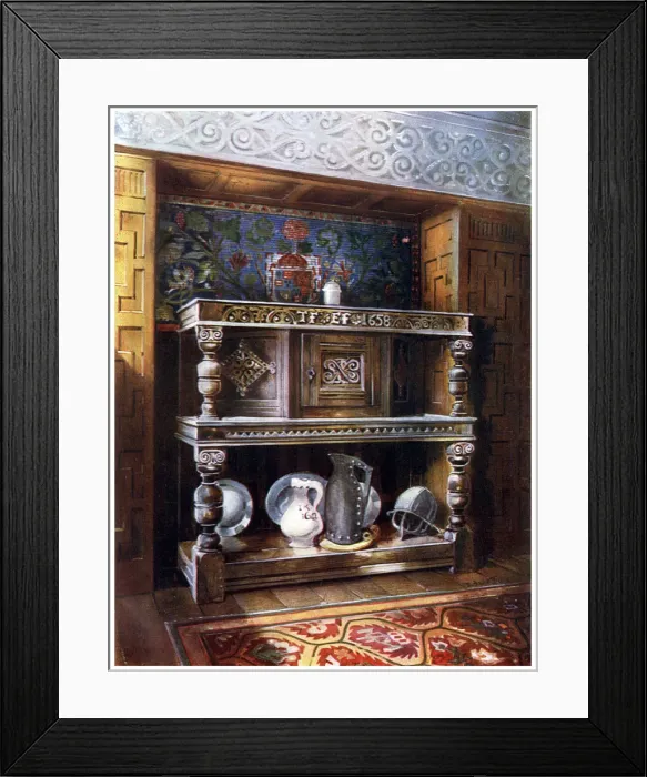 Framed Print : Court cupboard buffet, 1910. Artist: Edwin Foley Framed Print : Court cupboard buffet, 1910. Artist: Edwin Foley