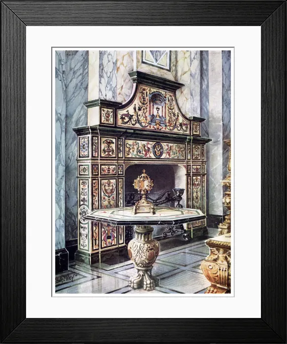 Framed Print : Chimneypiece and table in coloured Florentine mosaic, 1910. Artist: Edwin Foley Framed Print : Chimneypiece and table in coloured Florentine mosaic, 1910. Artist: Edwin Foley