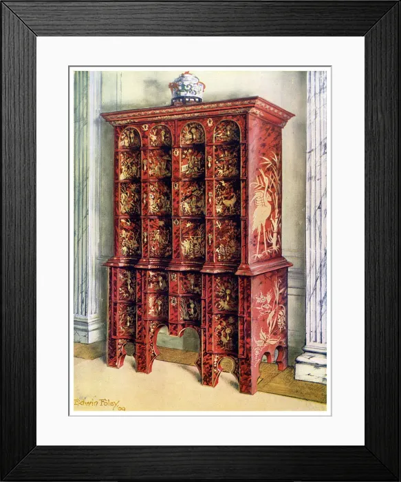 Framed Print : Red and gilt lacquer double chest of drawers, 1910. Artist: Edwin Foley Framed Print : Red and gilt lacquer double chest of drawers, 1910. Artist: Edwin Foley