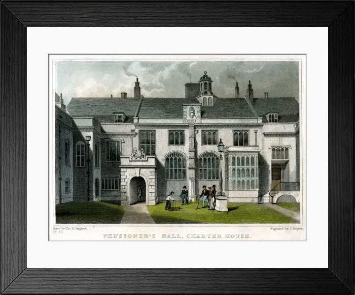 Framed Print : Pensioners Hall, Charterhouse, London, 1830. Artist: J Rogers Framed Print : Pensioners Hall, Charterhouse, London, 1830. Artist: J Rogers