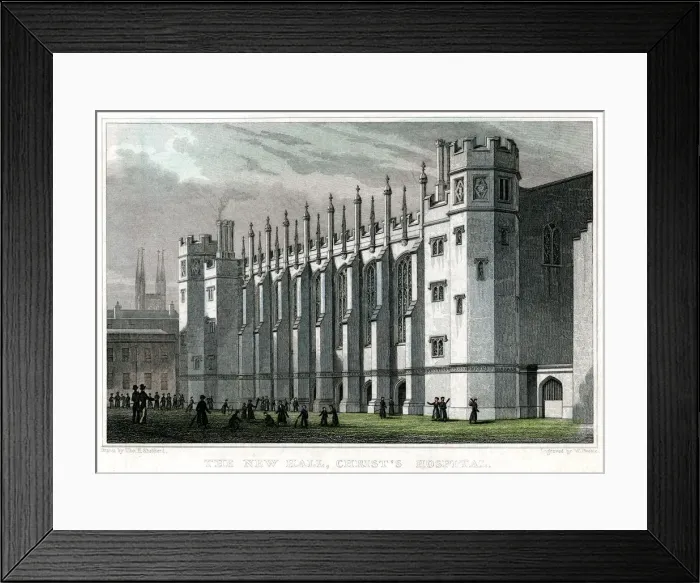 Framed Print : The New Hall, Christs Hospital, London, 1828. Artist: William Deeble Framed Print : The New Hall, Christs Hospital, London, 1828. Artist: William Deeble