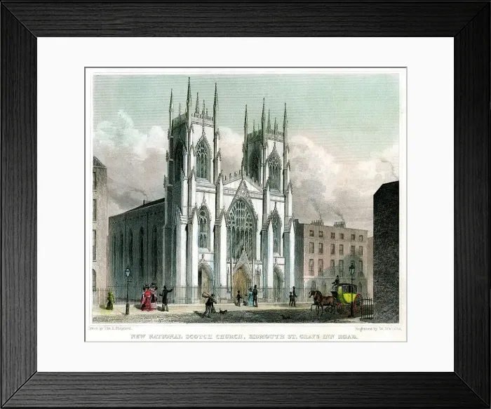 Framed Print : New National Scotch Church, Sidmouth Street and Grays Inn Road, London, 1829. Artist: W Watkins Framed Print : New National Scotch Church, Sidmouth Street and Grays Inn Road, London, 1829. Artist: W Watkins