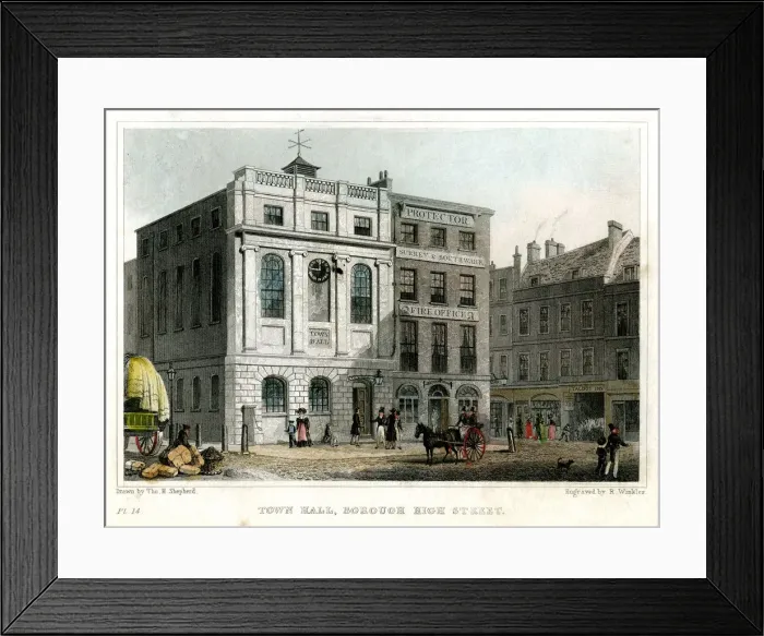 Framed Print : Town Hall, Borough High Street, Southwark, London, 1830. Artist: R Winkles Framed Print : Town Hall, Borough High Street, Southwark, London, 1830. Artist: R Winkles