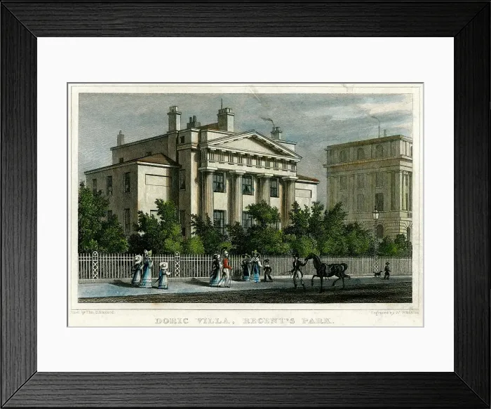 Framed Print : Doric villa, Regents Park, London, 1828. Artist: W Watkins Framed Print : Doric villa, Regents Park, London, 1828. Artist: W Watkins