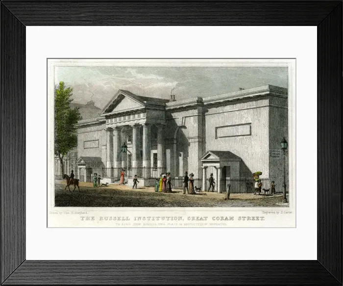 Framed Print : The Russell Institution, Great Coram Street, Bloomsbury, London, 1828. Artist: J Carter Framed Print : The Russell Institution, Great Coram Street, Bloomsbury, London, 1828. Artist: J Carter
