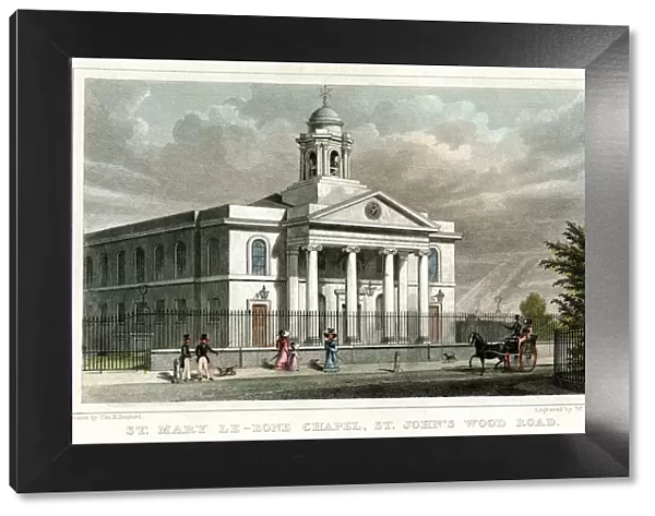 St Mary le Bone Chapel, St Johns Wood Road, London, 1828. Artist: W Watkins