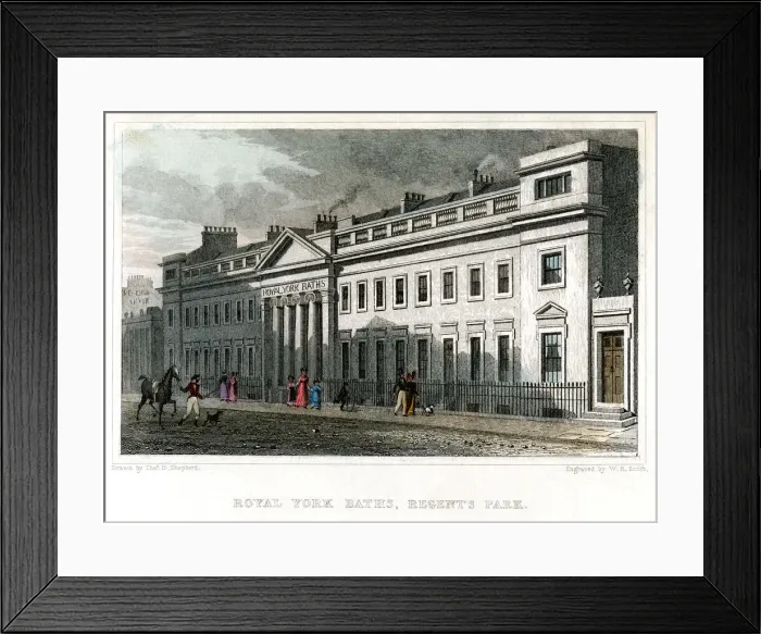 Framed Print : Royal York Baths, Regents Park, London, 1828. Artist: WR Smith Framed Print : Royal York Baths, Regents Park, London, 1828. Artist: WR Smith