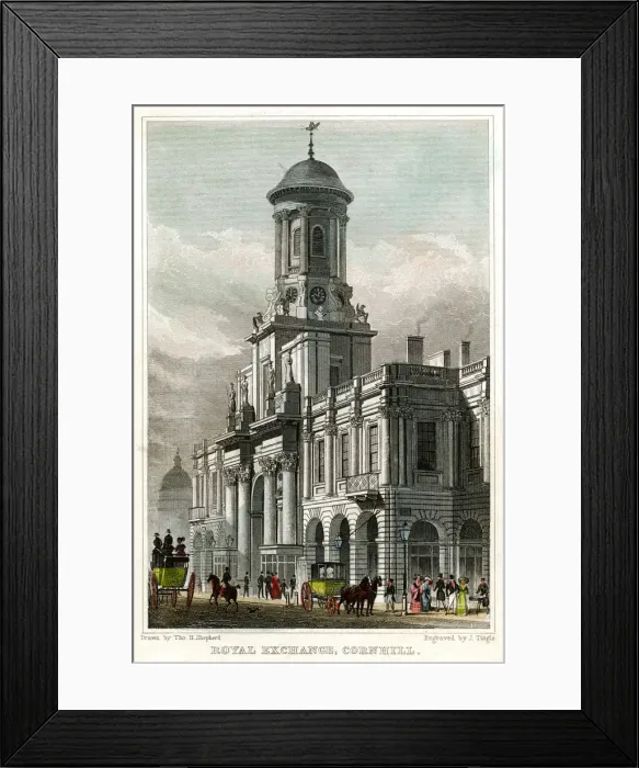 Framed Print : Royal Exchange, Cornhill, City of London, 1829. Artist: J Tingle Framed Print : Royal Exchange, Cornhill, City of London, 1829. Artist: J Tingle