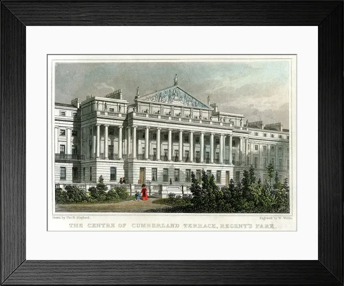 Framed Print : The centre of Cumberland Terrace, Regents Park, London, 1829. Artist: W Wallis Framed Print : The centre of Cumberland Terrace, Regents Park, London, 1829. Artist: W Wallis