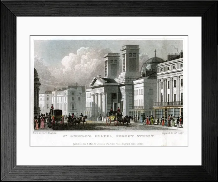 Framed Print : St Georges Chapel, Regent Street, Westminster, London, 1827. Artist: J Tingle Framed Print : St Georges Chapel, Regent Street, Westminster, London, 1827. Artist: J Tingle
