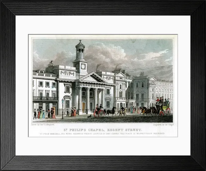 Framed Print : St Philips Chapel, Regent Street, Westminster, London, 1827. Artist: J Tingle Framed Print : St Philips Chapel, Regent Street, Westminster, London, 1827. Artist: J Tingle
