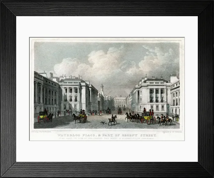 Framed Print : Waterloo Place and part of Regent Street, Westminster, London, 1828. Artist: William Tombleson Framed Print : Waterloo Place and part of Regent Street, Westminster, London, 1828. Artist: William Tombleson