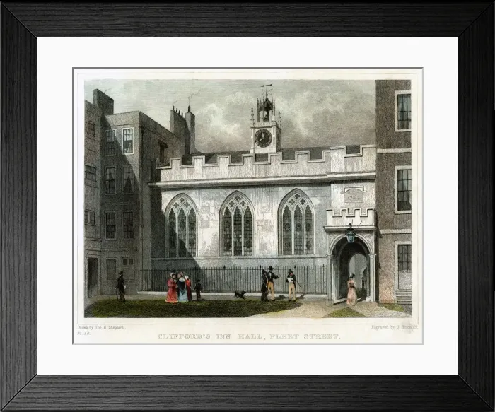 Framed Print : Cliffords Inn Hall, Fleet Street, City of London, 1830. Artist: J Hinchcliff Framed Print : Cliffords Inn Hall, Fleet Street, City of London, 1830. Artist: J Hinchcliff