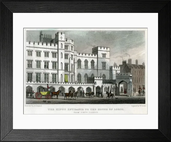 Framed Print : The Kings entrance to the House of Lords, Palace of Westminster, London, 1829. Artist: William Deeble Framed Print : The Kings entrance to the House of Lords, Palace of Westminster, London, 1829. Artist: William Deeble