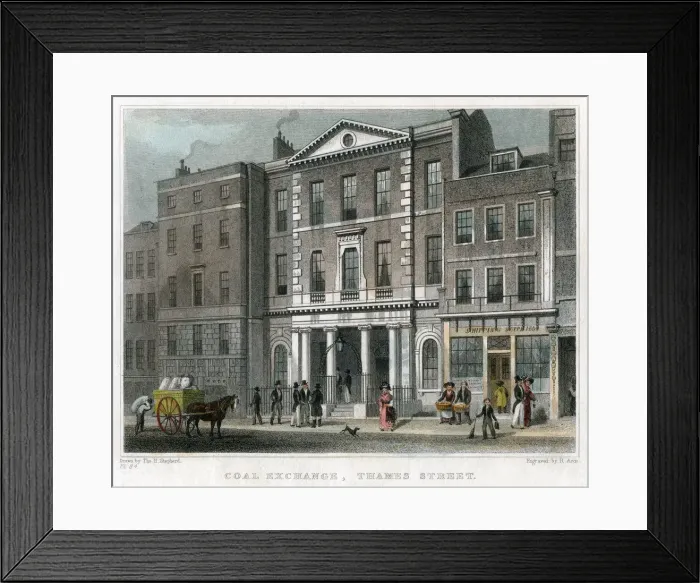 Framed Print : Coal Exchange, Thames Street, City of London, 1830. Artist: R Acon Framed Print : Coal Exchange, Thames Street, City of London, 1830. Artist: R Acon