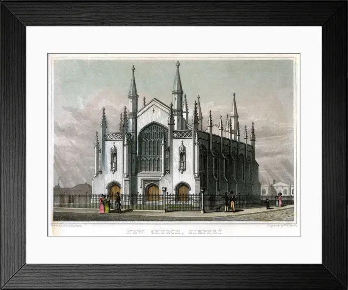 Framed Print : New Church, Stepney, London, 1828. Artist: William Deeble Framed Print : New Church, Stepney, London, 1828. Artist: William Deeble