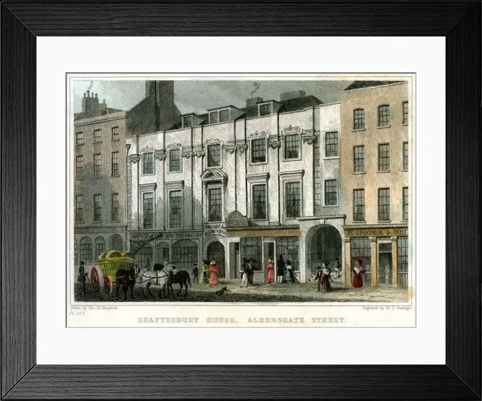Framed Print : Shaftesbury House, Aldersgate Street, City of London, 1831. Artist: MS Barenger Framed Print : Shaftesbury House, Aldersgate Street, City of London, 1831. Artist: MS Barenger