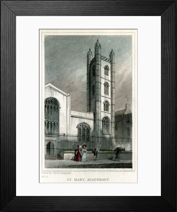Framed Print : Church of St Mary Aldermary, City of London, c1830. Artist: W Watkins Framed Print : Church of St Mary Aldermary, City of London, c1830. Artist: W Watkins