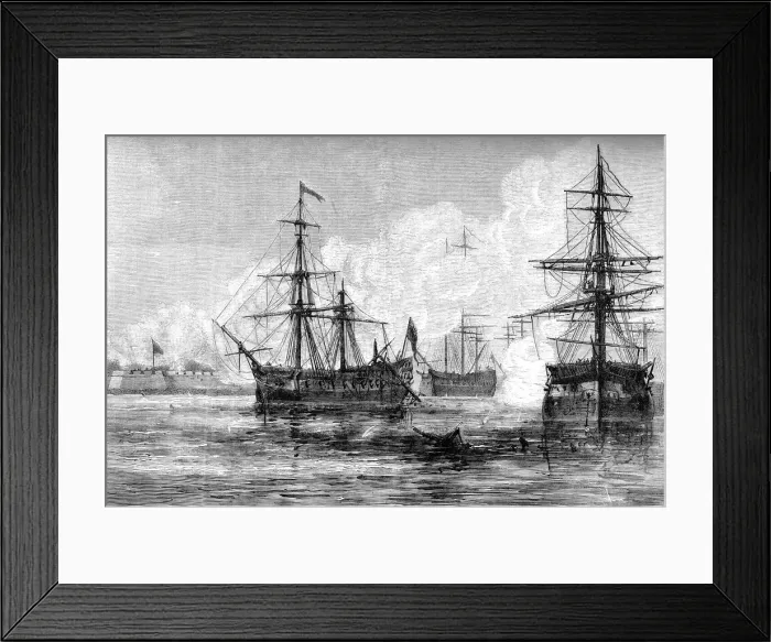 Framed Print : The attack on Sullivans Island, South Carolina, 1776 (c1880) Framed Print : The attack on Sullivans Island, South Carolina, 1776 (c1880)