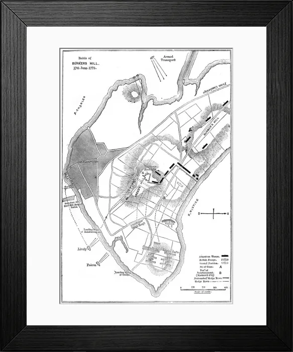 Framed Print : Plan of the Battle of Bunker Hill, Boston, Massachusetts, 1775 (c1880) Framed Print : Plan of the Battle of Bunker Hill, Boston, Massachusetts, 1775 (c1880)