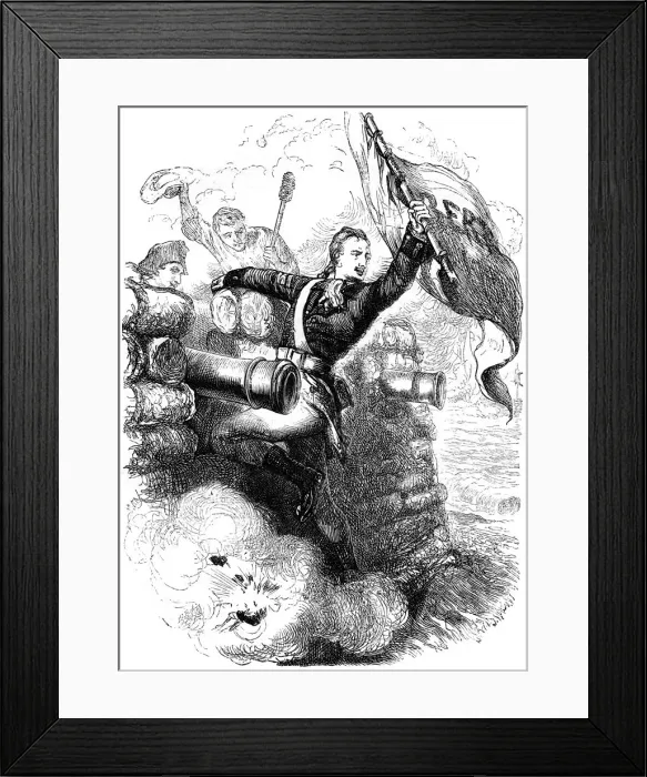 Framed Print : Sergeant Jasper recovering the flag, 1776 (c1880) Framed Print : Sergeant Jasper recovering the flag, 1776 (c1880)