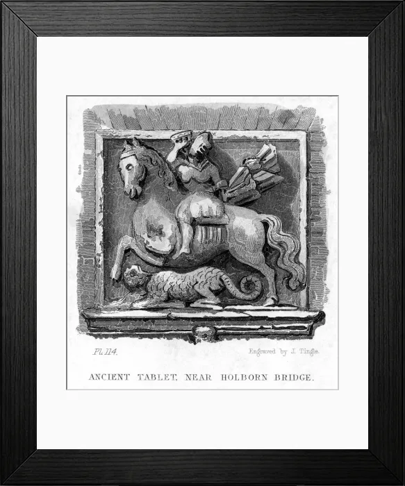 Framed Print : Ancient Tablet, Near Holborn Bridge, London, 19th century. Artist: James Tingle Framed Print : Ancient Tablet, Near Holborn Bridge, London, 19th century. Artist: James Tingle
