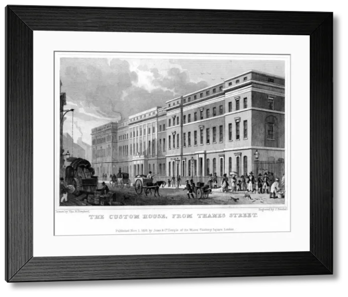 Framed Print : The Custom House from Thames Street, City of London, 1828. Artist: J Henshall Framed Print : The Custom House from Thames Street, City of London, 1828. Artist: J Henshall