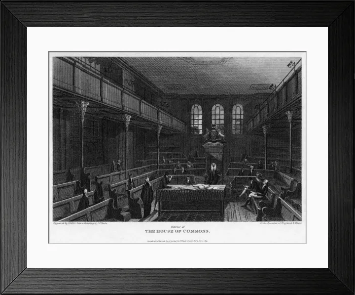Framed Print : Chamber of the House of Commons, Westminster, London, 1815. Artist: Wallis Framed Print : Chamber of the House of Commons, Westminster, London, 1815. Artist: Wallis