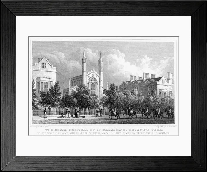 Framed Print : The Royal Hospital of St Katherine, Regents Park, London, 1827. Artist: William Tombleson Framed Print : The Royal Hospital of St Katherine, Regents Park, London, 1827. Artist: William Tombleson