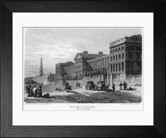 Framed Print : St Lukes Hospital, Old Street, Finsbury, London, 1815. Artist: Sands Framed Print : St Lukes Hospital, Old Street, Finsbury, London, 1815. Artist: Sands