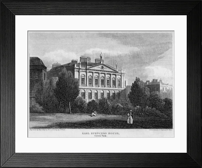 Framed Print : Earl Spencers House, Green Park, Westminster, London, 1815. Artist: Byrne Framed Print : Earl Spencers House, Green Park, Westminster, London, 1815. Artist: Byrne