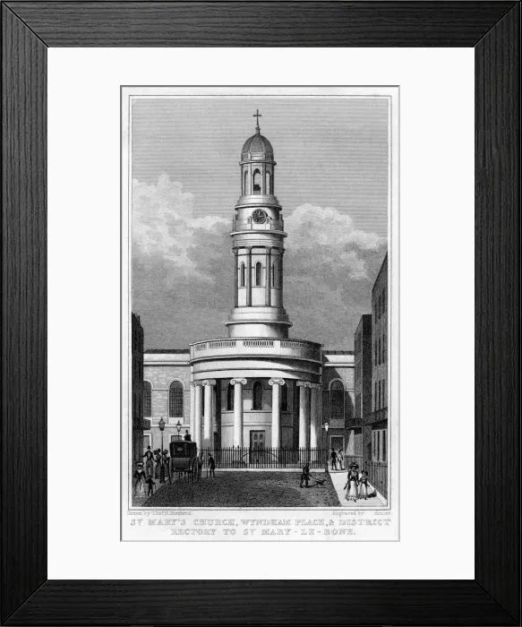 Framed Print : St Marys Church, Wyndham Place, and District Rectory to St Mary Le Bone, London, 1829. Artist: Archer Framed Print : St Marys Church, Wyndham Place, and District Rectory to St Mary Le Bone, London, 1829. Artist: Archer