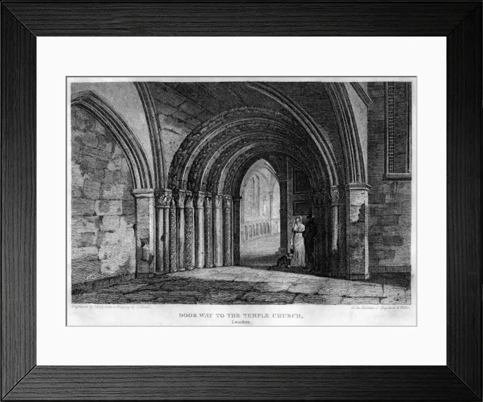 Framed Print : Doorway to the Temple Church, London, 1815. Artist: J Shury Framed Print : Doorway to the Temple Church, London, 1815. Artist: J Shury