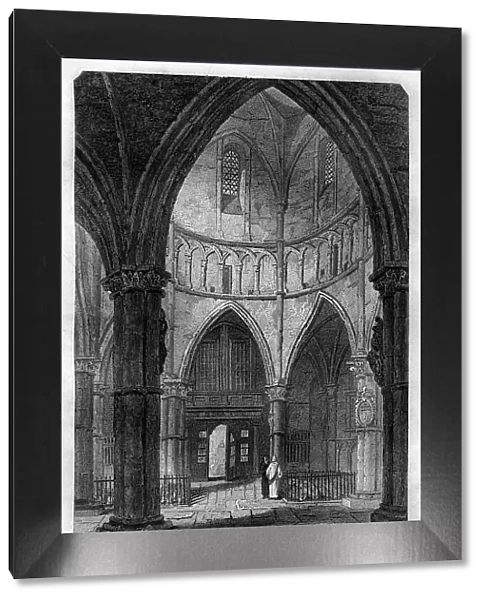 Interior of the Temple Church, London, 1816. Artist: Sands